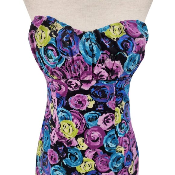 Ashely Park X RTR Womens Small Dress Mini Floral Strapless Multicolor Cocktail - Picture 2 of 10